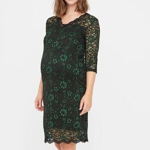 Mama Licious Elegant Green Lace Maternity Dress